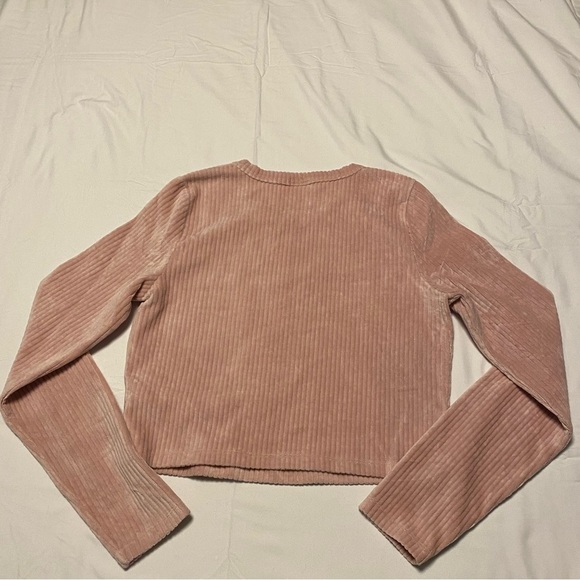 Sunday Best | Ribbed Pink Long Sleeve Crop Top - Medium - Picture 6 of 6